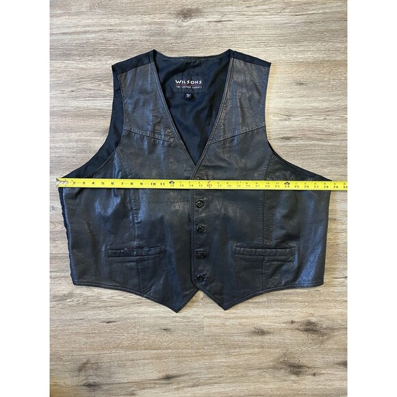 Wilsons Leather Biker Vest XXL Sleeveless Front Motorcycle Vest 5 Button - Picture 4 of 5